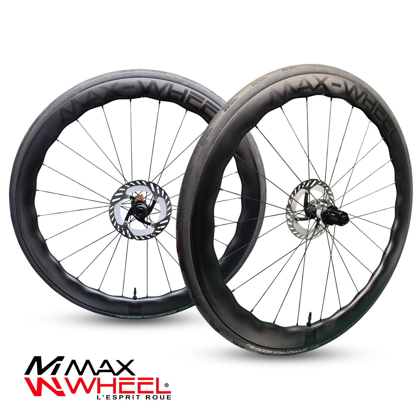 OFFRE : 45 PNEU CARBON WAVE SHAPE DISC BRAKE NOIR + PNEUS CONTINENTAL GP5000 STR + DISQUES SHIMANO